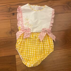 Sophie & Lucas pink and yellow gingham chick bubble size 18 month